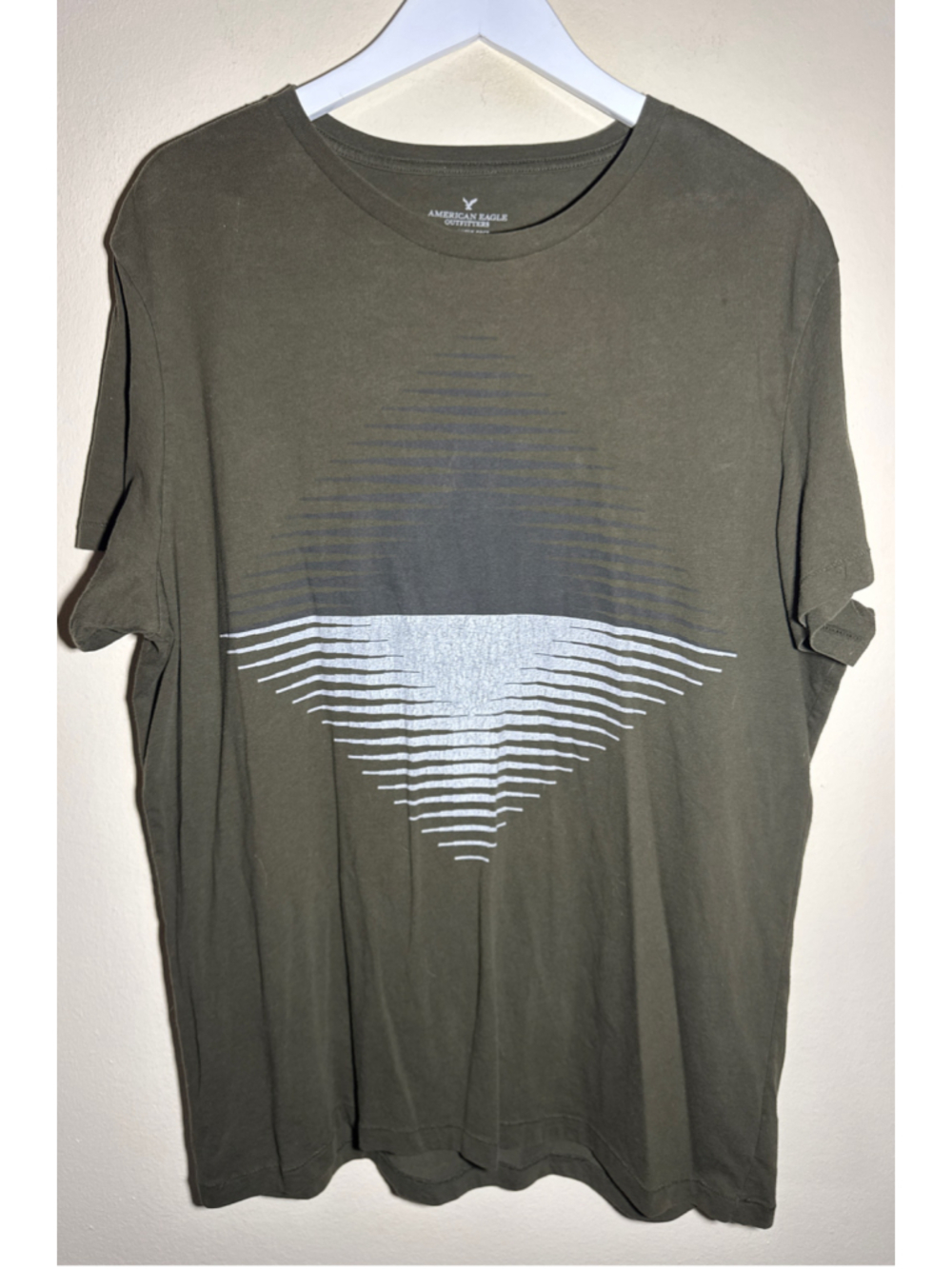 American Eagle Graphic Tee Shirt XXL Olive White